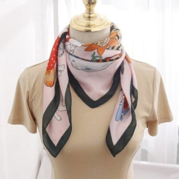 SILK NECKERCHIEF Karen Mabon ( CAT MOTIF) - Picture 3 of 3